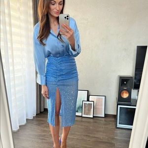 Zara sequin blue midi skirt